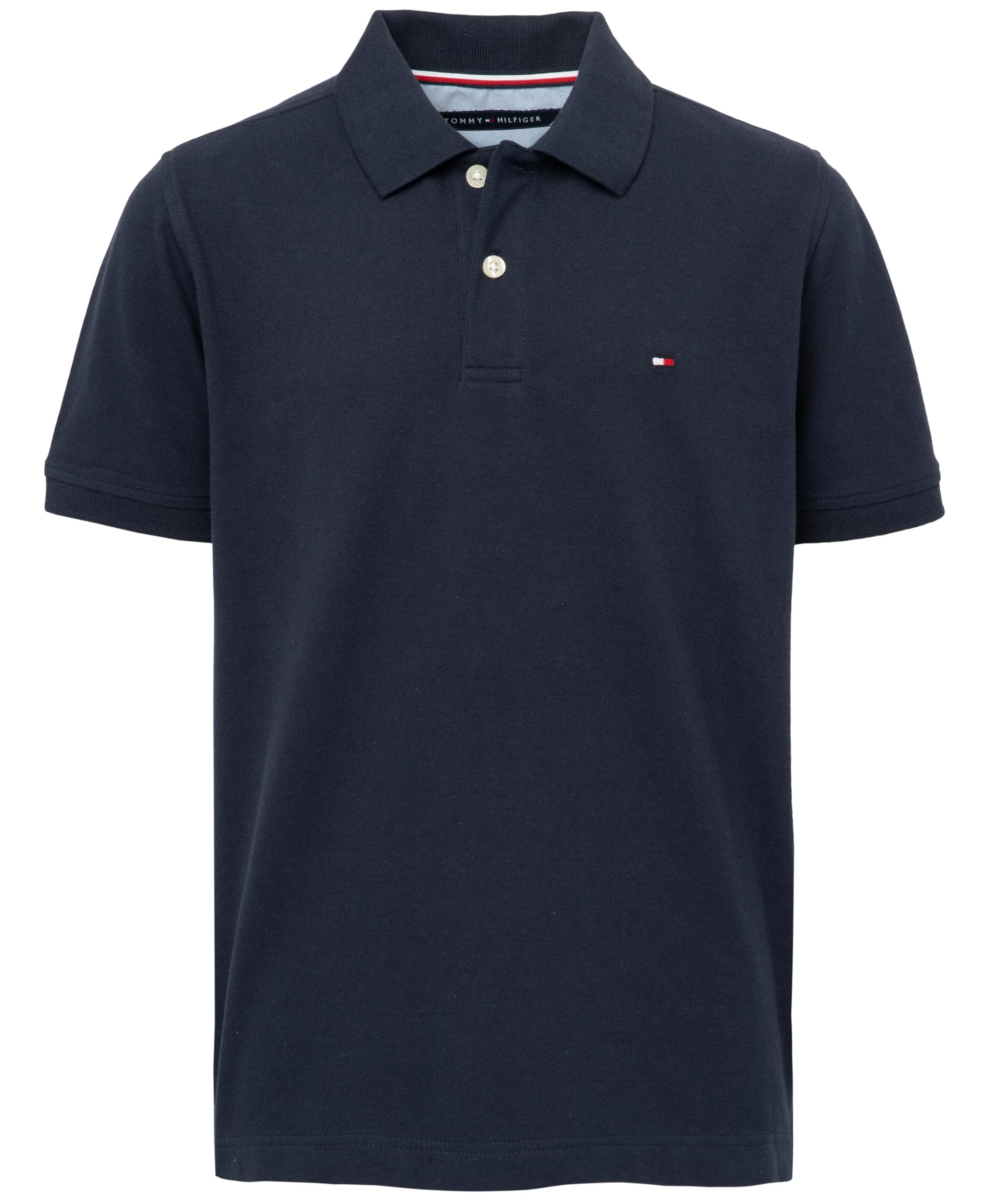 Tommy Hilfiger Boys' Short Sleeve Premium Pique Polo Shirt, Button Closure, Soft & Comfortable